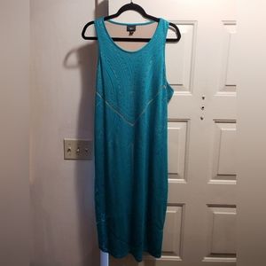 Mossimo Green & Nude Sleeveless Midi Dress